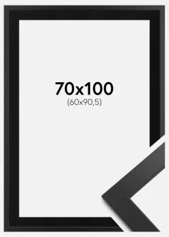 Ramme Black Wood 70x100 cm - Passepartout Sort 61x91,5 cm