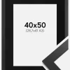 Ramme Black Wood 40x50 cm - Passepartout Sort 29,7x42 cm (A3)