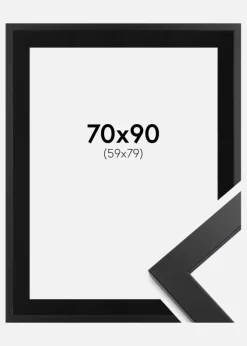 Ramme Black Wood 70x90 cm - Passepartout Sort 60x80 cm