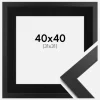 Ramme Black Wood 40x40 cm - Passepartout Sort 32x32 cm