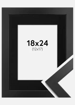 Ramme Black Wood 18x24 cm - Passepartout Sort 13x18 cm