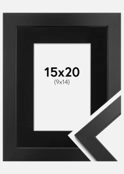 Ramme Black Wood 15x20 cm - Passepartout Sort 10x15 cm