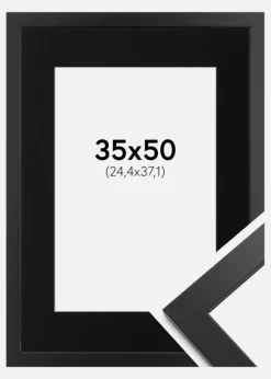 Ramme Black Wood 35x50 cm - Passepartout Sort 10x15 inches