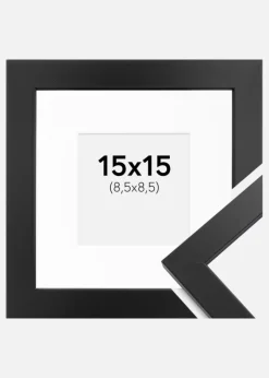 Ramme Black Wood 15x15 cm - Passepartout Hvid 9x9 cm
