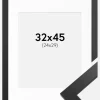 Ramme Black Wood 32x45 cm - Passepartout Hvid 25x30 cm