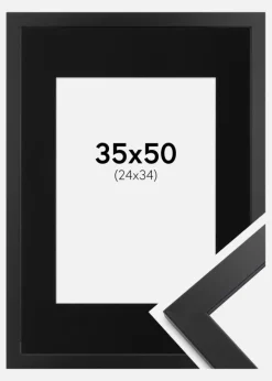 Ramme Black Wood 35x50 cm - Passepartout Sort 25x35 cm