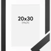 Ramme Black Wood 20x30 cm - Passepartout Hvid 15x22 cm