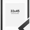 Ramme Black Wood 32x45 cm - Passepartout Hvid 10x12 inches