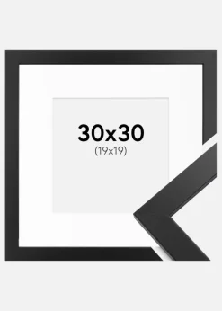 Ramme Black Wood 30x30 cm - Passepartout Hvid 20x20 cm
