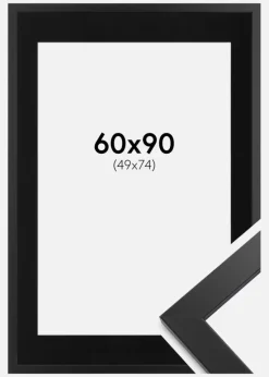 Ramme Black Wood 60x90 cm - Passepartout Sort 50x75 cm