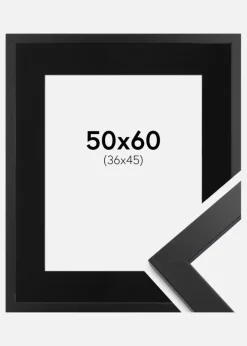 Ramme Black Wood 50x60 cm - Passepartout Sort 37x46 cm