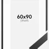 Ramme Black Wood 60x90 cm - Passepartout Hvid 40x70 cm