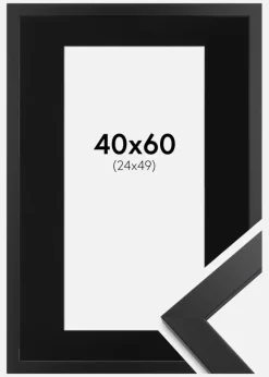 Ramme Black Wood 40x60 cm - Passepartout Sort 25x50 cm