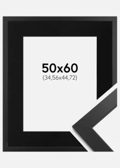 Ramme Black Wood 50x60 cm - Passepartout Sort 14x18 inches