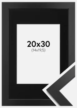 Ramme Black Wood 20x30 cm - Passepartout Sort 15x21 cm (A5)