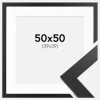 Ramme Black Wood 50x50 cm - Passepartout Hvid 40x40 cm