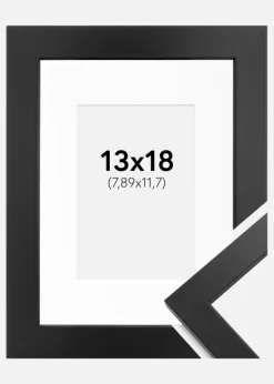 Ramme Black Wood 13x18 cm - Passepartout Hvid 3,5x5 inches