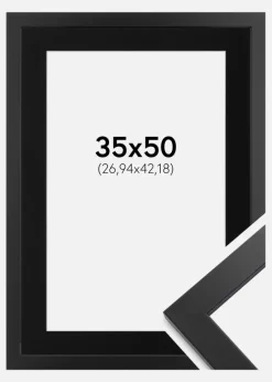 Ramme Black Wood 35x50 cm - Passepartout Sort 11x17 inches