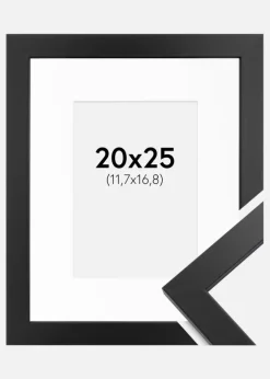 Ramme Black Wood 20x25 cm - Passepartout Hvid 5x7 inches