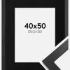 Ramme Black Wood 40x50 cm - Passepartout Sort 27,5x37 cm