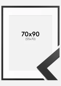 Ramme Black Wood 70x90 cm - Passepartout Hvid 56x71 cm