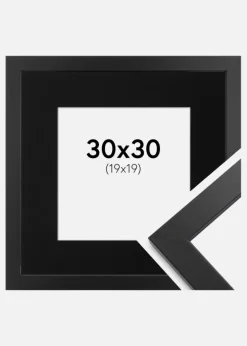 Ramme Black Wood 30x30 cm - Passepartout Sort 20x20 cm