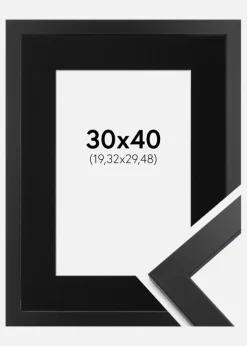 Ramme Black Wood 30x40 cm - Passepartout Sort 8x12 inches