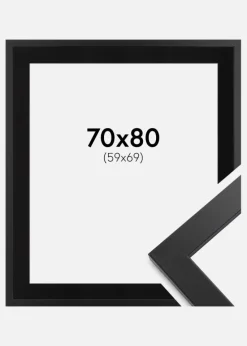 Ramme Black Wood 70x80 cm - Passepartout Sort 60x70 cm