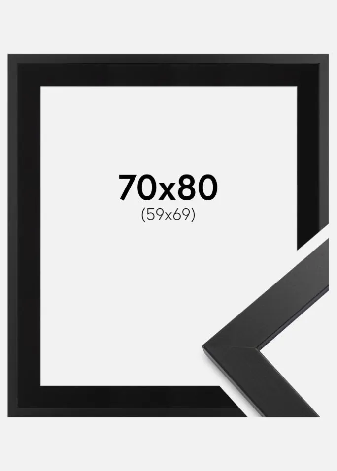 Ramme Black Wood 70x80 cm - Passepartout Sort 60x70 cm