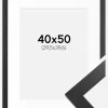Ramme Black Wood 40x50 cm - Passepartout Hvid 12x16 inches