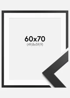 Ramme Black Wood 60x70 cm - Passepartout Hvid 20x24 inches