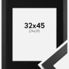 Ramme Black Wood 32x45 cm - Passepartout Sort 25x30 cm