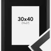 Ramme Black Wood 30x40 cm - Passepartout Sort 20x28 cm