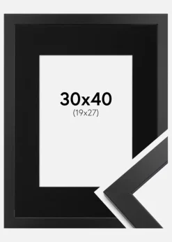 Ramme Black Wood 30x40 cm - Passepartout Sort 20x28 cm