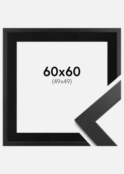 Ramme Black Wood 60x60 cm - Passepartout Sort 50x50 cm