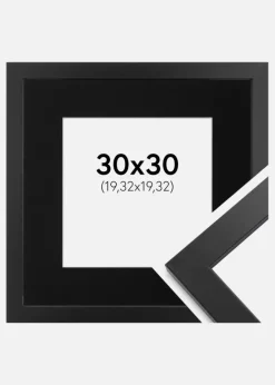 Ramme Black Wood 30x30 cm - Passepartout Sort 8x8 inches