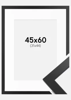 Ramme Black Wood 45x60 cm - Passepartout Hvid 32x45 cm
