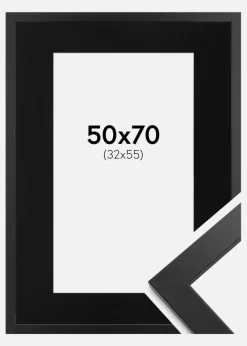 Ramme Black Wood 50x70 cm - Passepartout Sort 33x56 cm