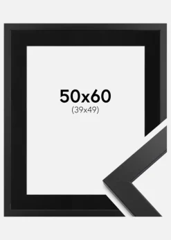 Ramme Black Wood 50x60 cm - Passepartout Sort 40x50 cm