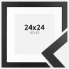 Ramme Black Wood 24x24 cm - Passepartout Hvid 18x18 cm