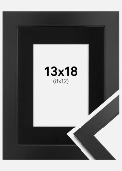 Ramme Black Wood 13x18 cm - Passepartout Sort 9x13 cm