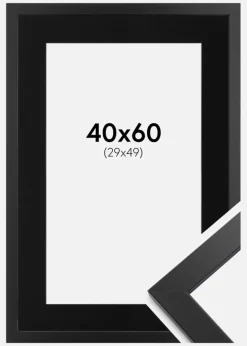 Ramme Black Wood 40x60 cm - Passepartout Sort 30x50 cm