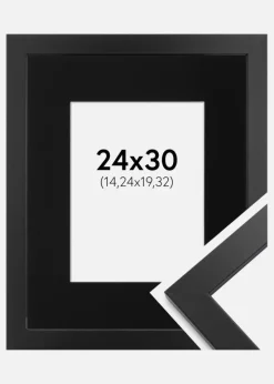 Ramme Black Wood 24x30 cm - Passepartout Sort 6x8 inches
