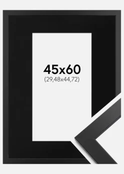 Ramme Black Wood 45x60 cm - Passepartout Sort 12x18 inches