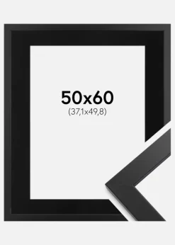 Ramme Black Wood 50x60 cm - Passepartout Sort 15x20 inches