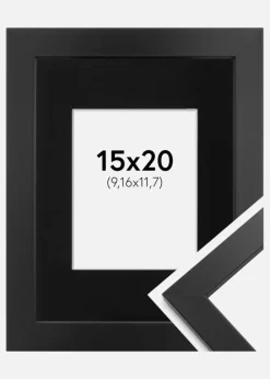Ramme Black Wood 15x20 cm - Passepartout Sort 4x5 inches