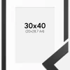 Ramme Black Wood 30x40 cm - Passepartout Hvid 21x29,7 cm (A4)
