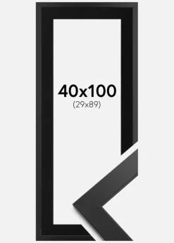 Ramme Black Wood 40x100 cm - Passepartout Sort 30x90 cm