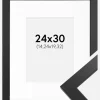 Ramme Black Wood 24x30 cm - Passepartout Hvid 6x8 inches