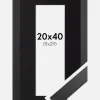 Ramme Black Wood 20x40 cm - Passepartout Sort 10x30 cm